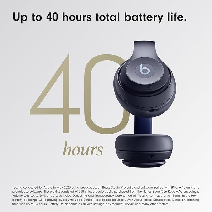 Beats Studio Pro β Wireless Noise Cancelling Headphones with USB-C Audio, Spatial Sound, 40H Battery Life, Fast Fuel Charging, Compatible with iOS & Android | Premium Design | 1-Year Warranty, 14-Day Easy Returns