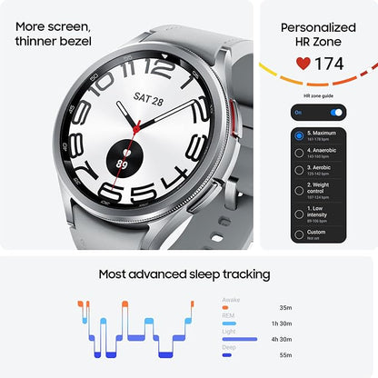 Watch6 Classic 47mm Bluetooth Smartwatch – Rotating Bezel, Personalized Heart Rate Zones, Advanced Sleep Coaching, Always-On Heart Monitor, BIA Sensor, Find My Phone, Large Display, Water & Dust Resistant, IMPORTED + FREE AIRPODS