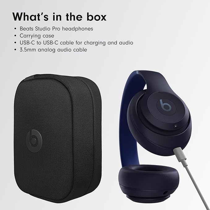 Beats Studio Pro – Wireless Noise Cancelling Headphones with USB-C Audio, Spatial Sound, 40H Battery Life, Fast Fuel Charging, Compatible with iOS & Android | Premium Design | 1-Year Warranty, 14-Day Easy Returns